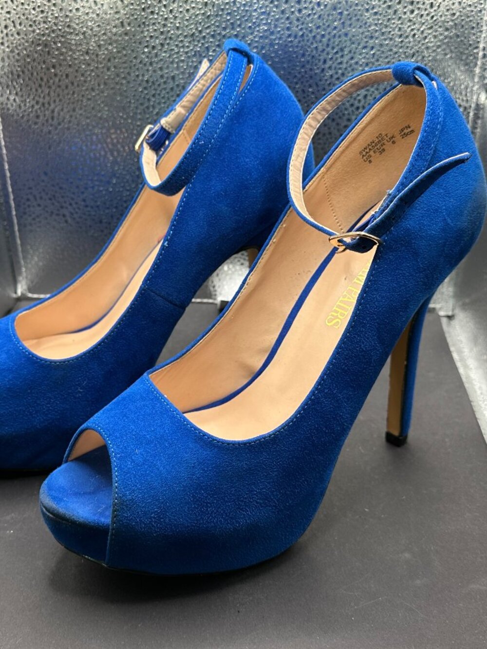 Women's Blue Strappy Platform Stiletto High Heels Size 8